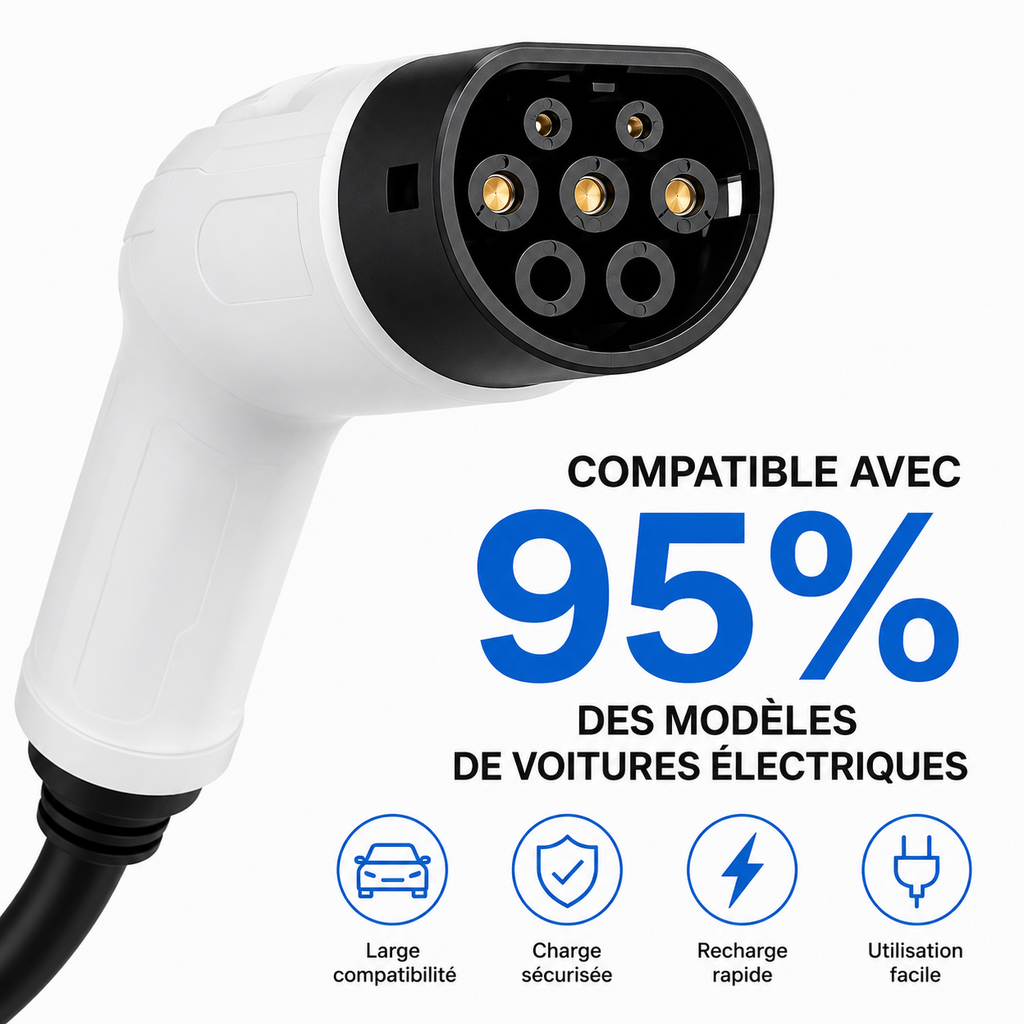 Voltis Chargeur Pour Voiture Electrique  3,5 kW – Intensité Réglable 8A à 16A