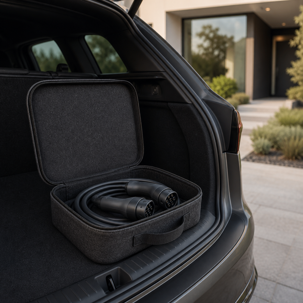 Housse de Rangement pour Câble de Recharge Voiture Électrique – Étui de Transport en Feutre avec Fermeture Zippée
