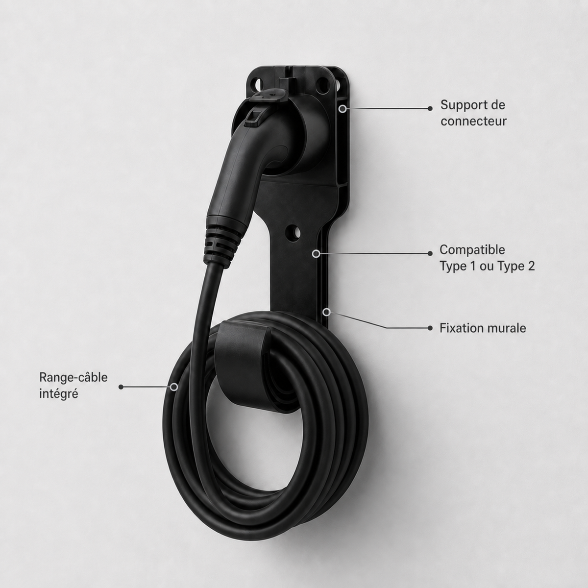 Support Mural pour Chargeur  – Range-Câble et Support de Connecteur